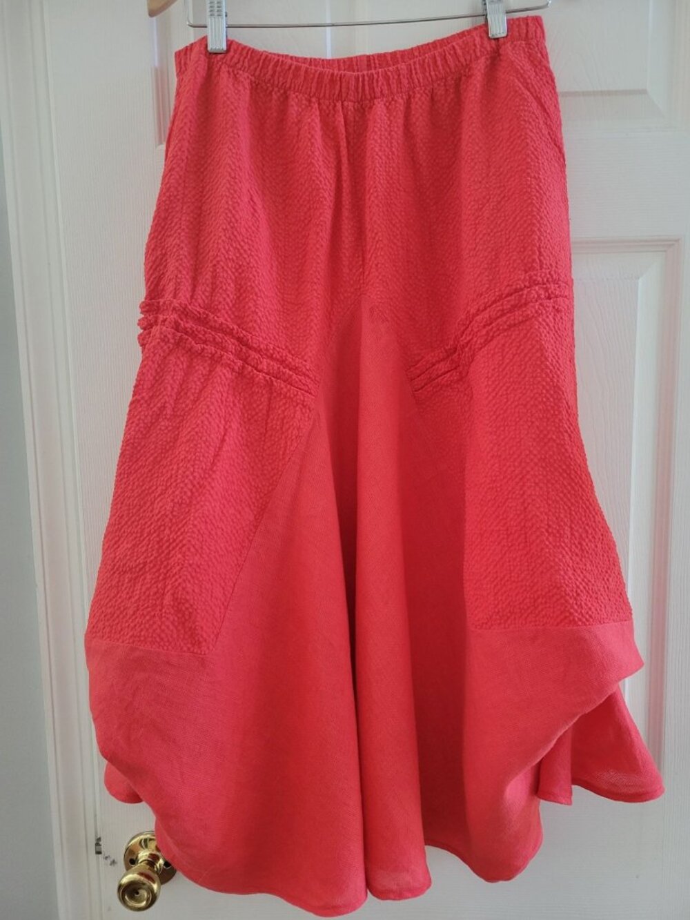 Khangura Rayon Linen Cascade Circle Skirt Lagenlook Art to Wear Poppy Large USA